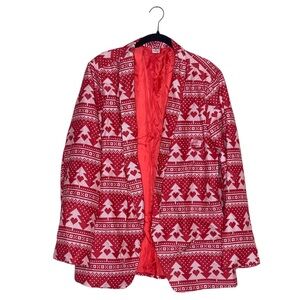 Womens Red Heart Tree Christmas Holiday Suit Blazer Multi-color Light Up Size 3X